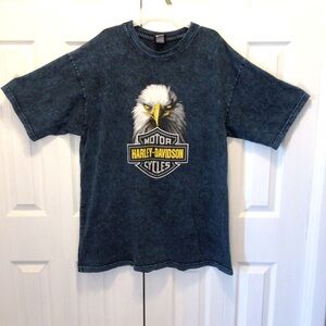 Harley Davidson Mens VTG Blue Acid Wash Eagle Icon Tucson AZ T-Shirt Size 2X
